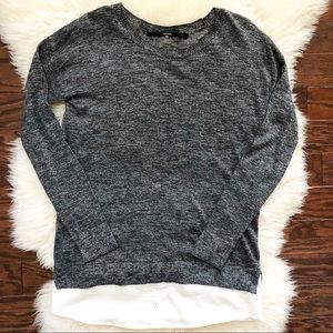 Kensie Long Sleeve Light Sweater w/ Dress Shirt